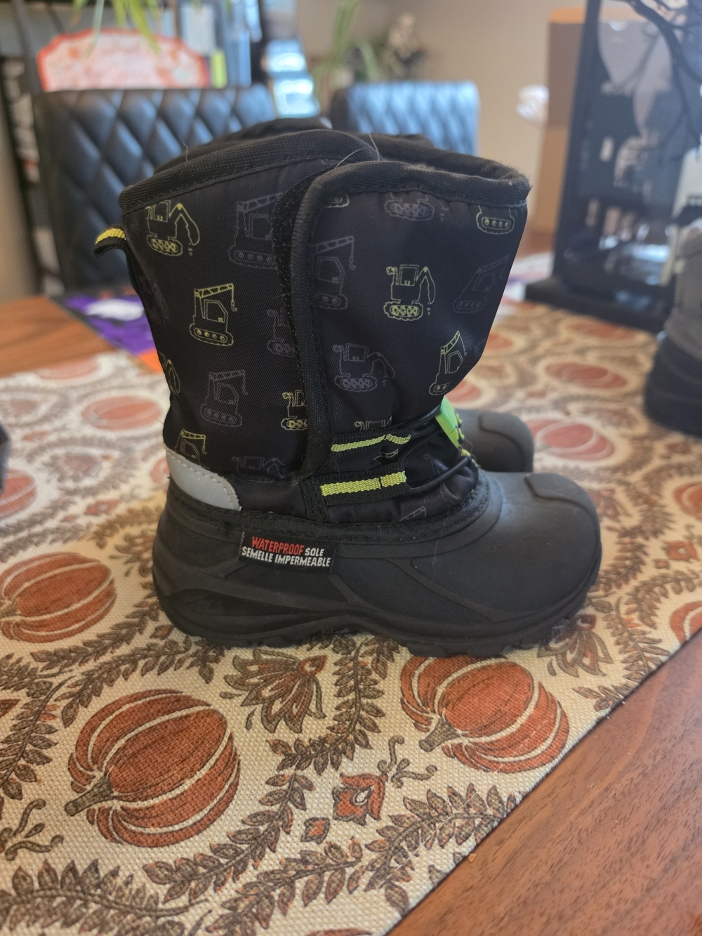 George Black Kids Snow Boots with Lime Accents